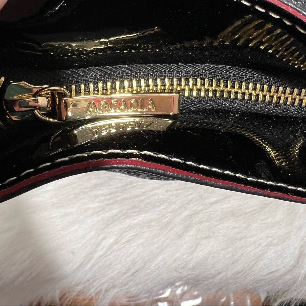 NWT Arcadia Made in Italy Black Patent‎ Leather Gold Studded Bag - Picture 9 of 15